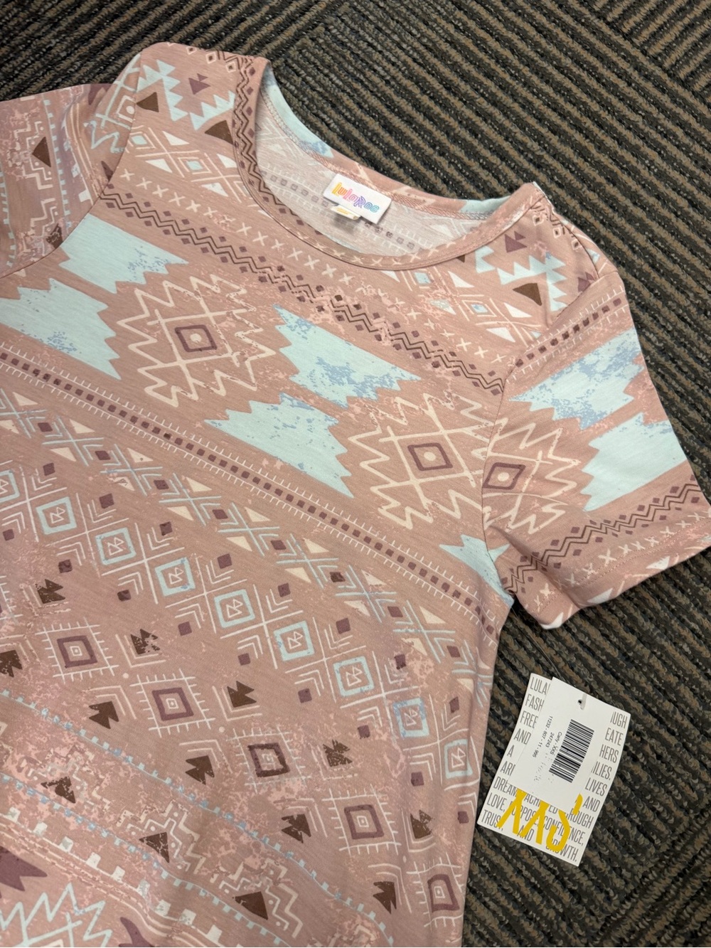 NWT LuLaRoe Carly Mauve Blue High Low Aztec Western Dress Sz XXS